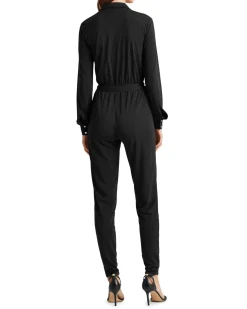 Women's Button-up Tie-Waist Jumpsuit