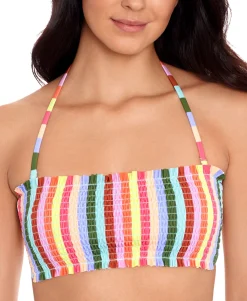 Women's Cabana Smocked Bandeau Bikini Top