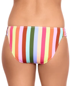 Women's Cabana Stripes Tab-Side Hipster Bikini Bottoms