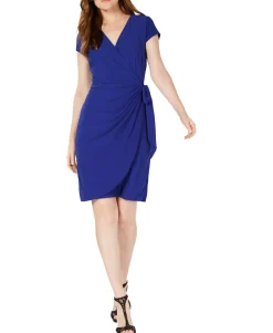 Women's Cap-Sleeve Faux-Wrap Dress