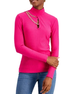 Women's Chain-Trim Keyhole Top