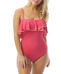 Women's Contours Ruffled Strapless Tummy-Control One-Piece Swimsuit