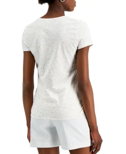 Women's Cotton Animal-Print Twist-Front Top