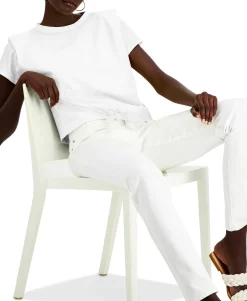 Women's Cotton Bold Shoulder Tie-Front Top