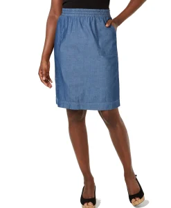 Women's Cotton Chambray Pull-On Skirt