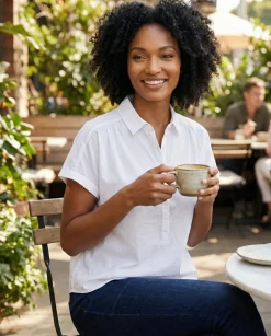 Women's Cotton Collared Top
