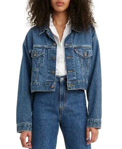 Women's Cotton Denim Cropped Trucker Jacket