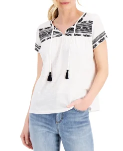 Women's Cotton Embroidered Vacation Top