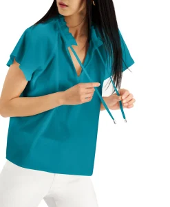Women's Cotton Flutter-Sleeve Blouse
