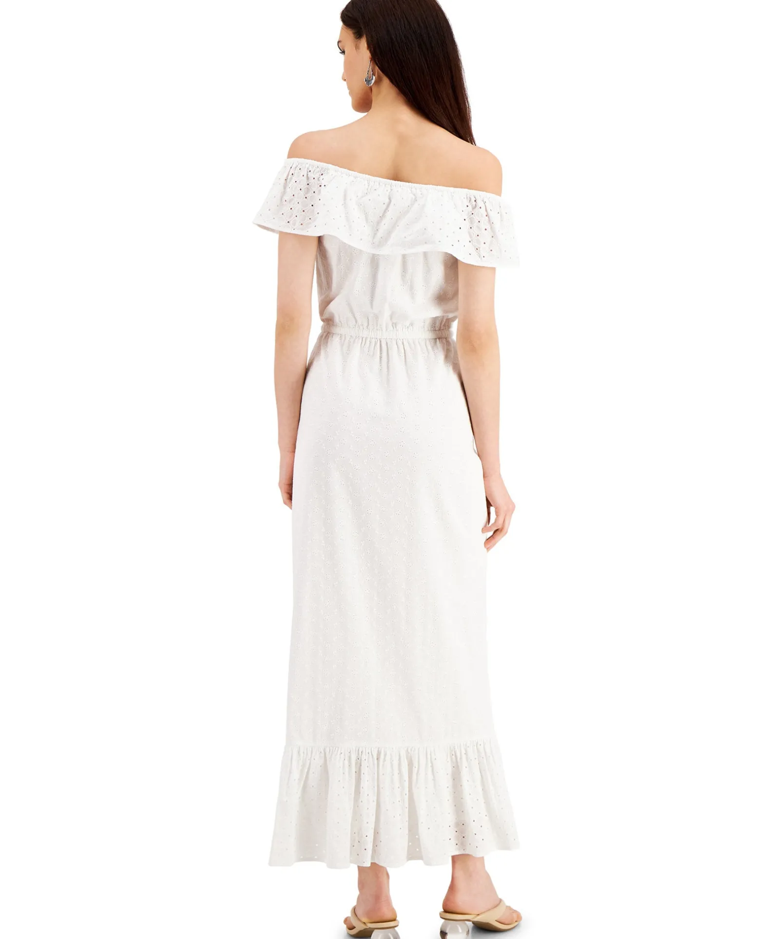Women's Cotton Off-The-Shoulder Eyelet Maxi Dress