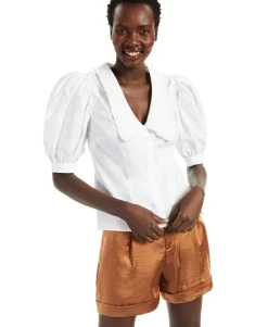 Women's Cotton Oversized-Collar Blouse