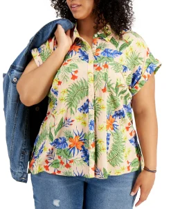 Women's Cotton Printed Camp Shirt