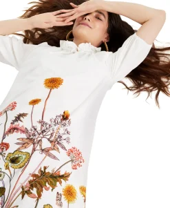 Women's Cotton Printed Puff-Sleeve Maxi Dress