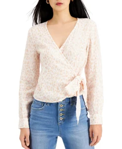 Women's Cotton Printed Surplice Top