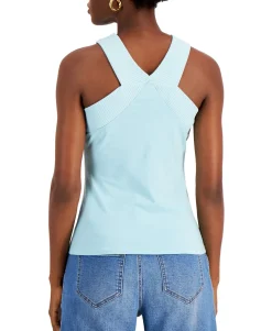 Women's Cotton Ribbed-Trim V-Neck Top