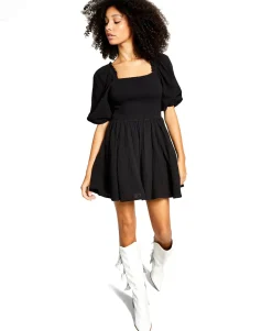 Women's Cotton Smocked Mini Dress