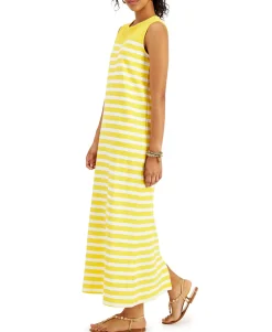 Women's Cotton Striped Sleeveless Dress