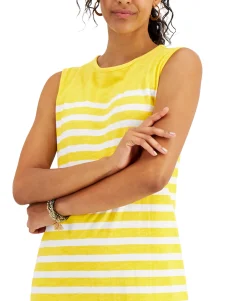 Women's Cotton Striped Sleeveless Dress