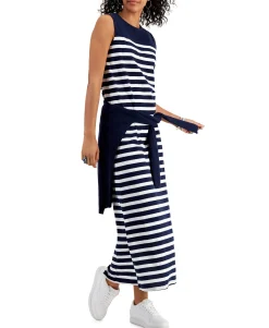 Women's Cotton Striped Sleeveless Dress