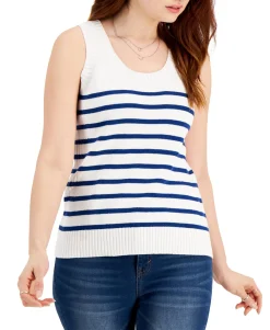 Women's Cotton Striped Sweater-Knit Tank