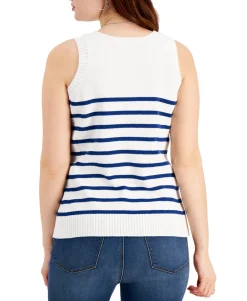 Women's Cotton Striped Sweater-Knit Tank
