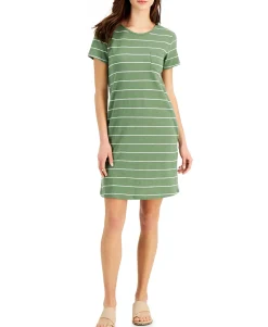 Women's Cotton Striped T-Shirt Dress
