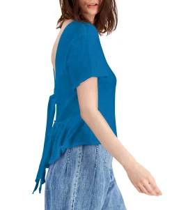 Women's Cotton Tie-Back Ruffled Top