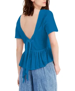 Women's Cotton Tie-Back Ruffled Top