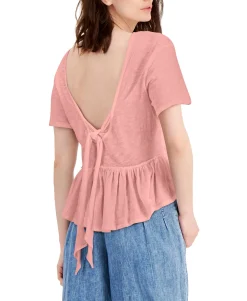 Women's Cotton Tie-Back Ruffled Top