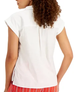 Women's Cotton-Linen Slub Camp Shirt