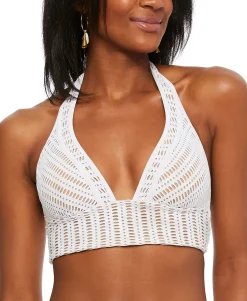 Women's Crochet Long-Line Bikini Top