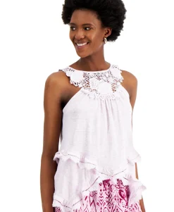 Women's Crochet-Trim Top