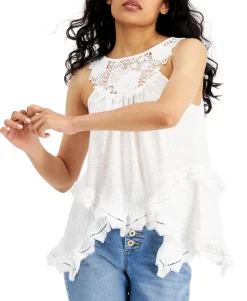 Women's Crochet-Trim Top