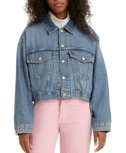 Women's Cropped Denim Trucker Jacket