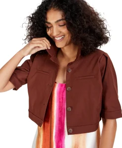 Women's Cropped Elbow-Sleeve Jacket