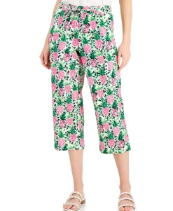 Women's Cropped Floral-Print Pants