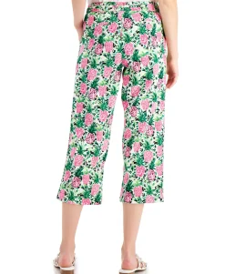 Women's Cropped Floral-Print Pants