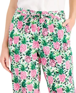 Women's Cropped Floral-Print Pants