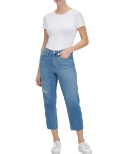 Women's Cropped High-Rise Straight-Leg Jeans