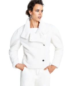 Women's Cropped Sherpa Puff-Sleeve Jacket