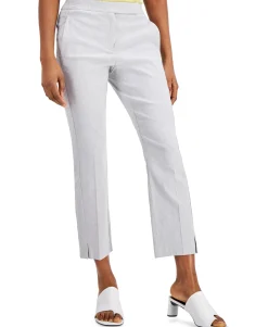 Women's Cropped Slit-Hem Straight-Leg Pants