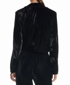 Women's Cropped Velvet Blazer