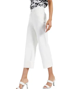 Women's Cuffed Cropped Wide-Leg Jeans
