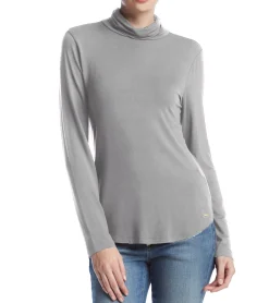 Women's Curved Hem Turtleneck Top