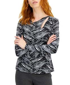 Women's Cutout Printed Top