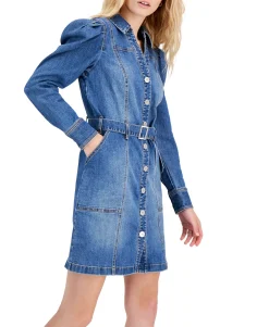 Women's Denim Belted Shirtdress