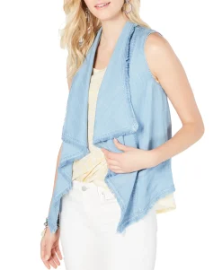 Women's Draped-Front Frayed-Hem Vest