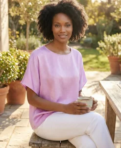 Women's Draped-Sleeve Top