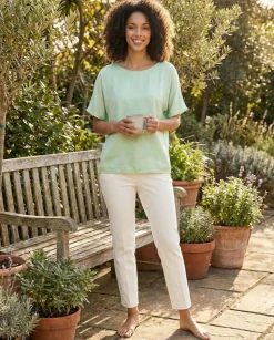 Women's Draped-Sleeve Top