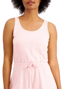 Women's Drawstring-Waist Cotton Midi Dress